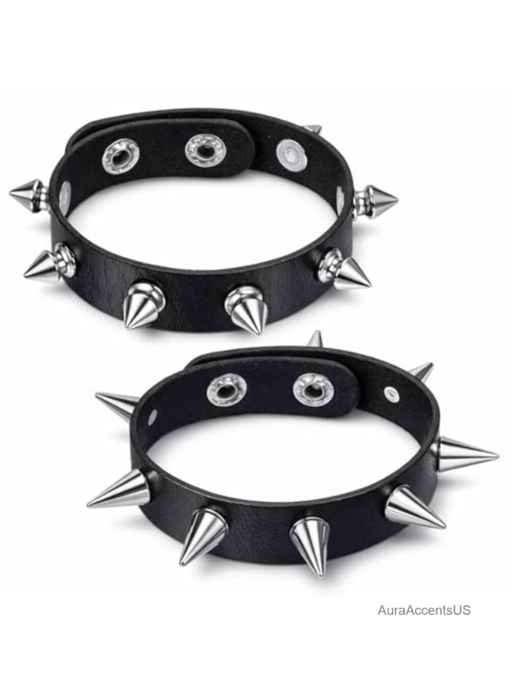 Punk Spiked Cuff Bracelet Set Adjustable Faux Leather Rivet Gothic Wristband